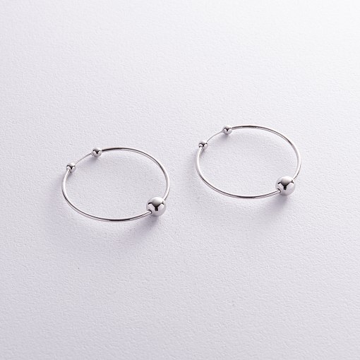 Серьги - кольца Гармония в белом золоте с08364