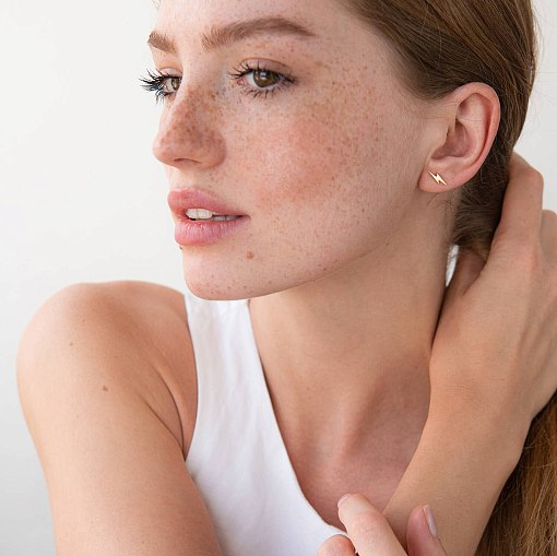 Золотые серьги - пусеты "Молнии" с07923 4