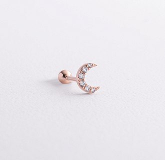 Одиночная золотая серьга для хеликса "Луна" (фианиты) з40107ч