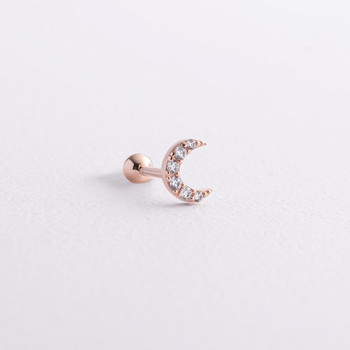 Одиночная золотая серьга для хеликса "Луна" (фианиты) з40107ч