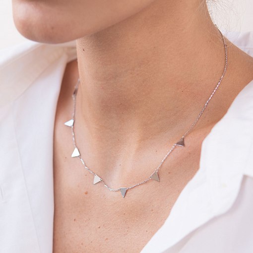 Колье Лучи солнца в белом золоте кол01456 3