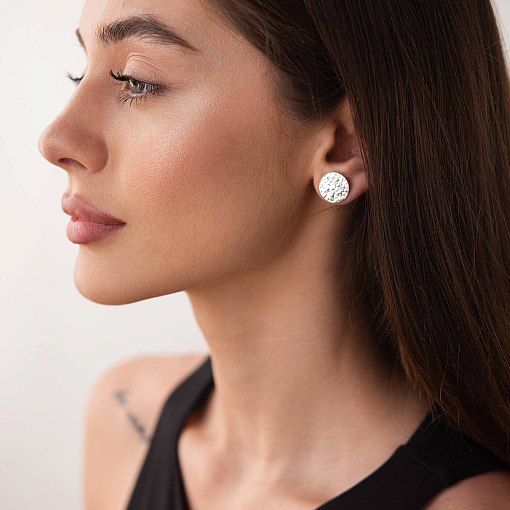 Серьги - пусеты "Теона" в белом золоте с07885 3