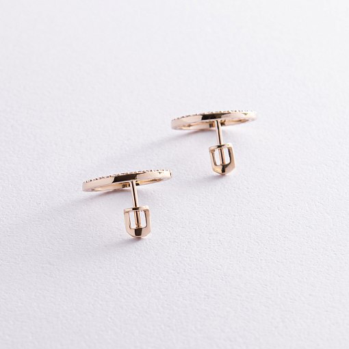 Серьги - пусеты "Круговорот" с фианитами 1.6 см (желтое золото) с08376 7