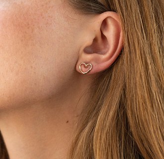 Серьги - пусеты "Сердечки" в красном золоте с09068 №2