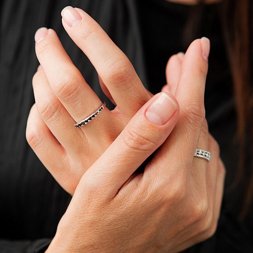 Золотое кольцо с черными бриллиантами кб0657ca 7