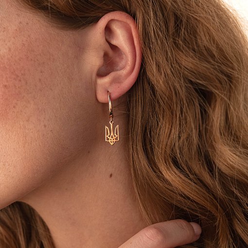 Серьги "Герб Украины - Тризуб" в красном золоте с07948 3