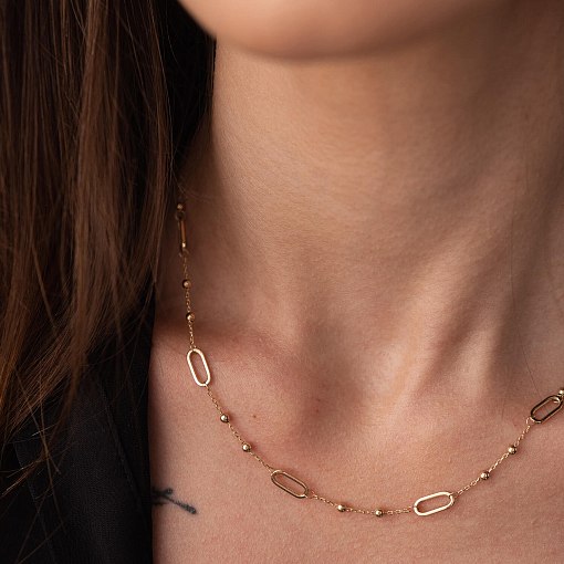 Колье - цепочка "Шарики" в желтом золоте кол02253 2