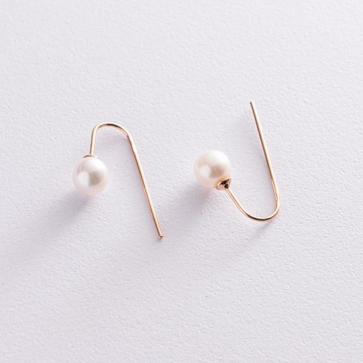 Золотые серьги "Изящность" (жемчуг) с07341 3