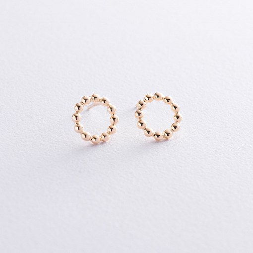 Серьги-пусеты "Гармония" в желтом золоте с06898