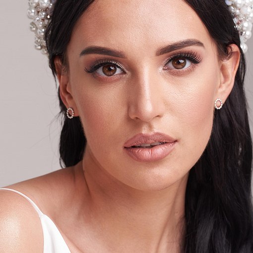 Серьги-пусеты "Гармония" в белом золоте с06903 2