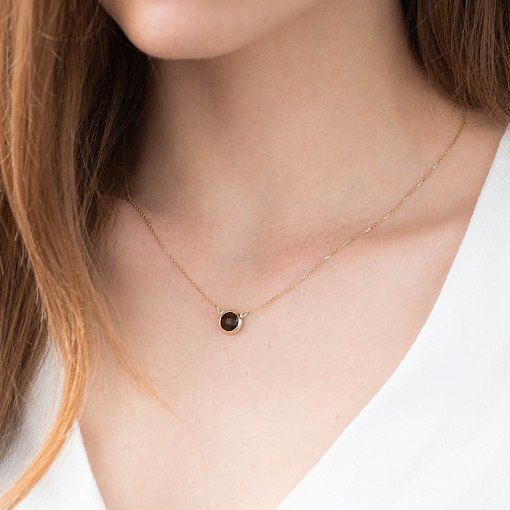 Кольє з димчастим кварцом в жовтому золоті кол01341 3