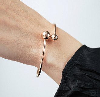 Жесткий браслет "Шарики" в красном золоте б05535 №6