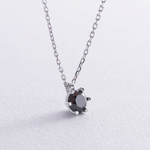 Кольє в білому золоті з чорним діамантом 736131122