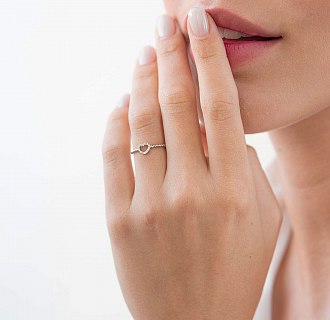 Золотое кольцо "Сердечко" с бриллиантами 101-10028b №3