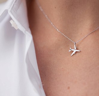 Колье "Самолетикк" в белом золоте кол01609