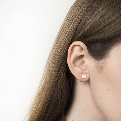 Серьги - пусеты в желтом золоте Круг (плоские) с05559 3