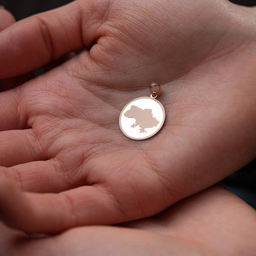 Кулон "Карта Украины" в красном золоте п03766