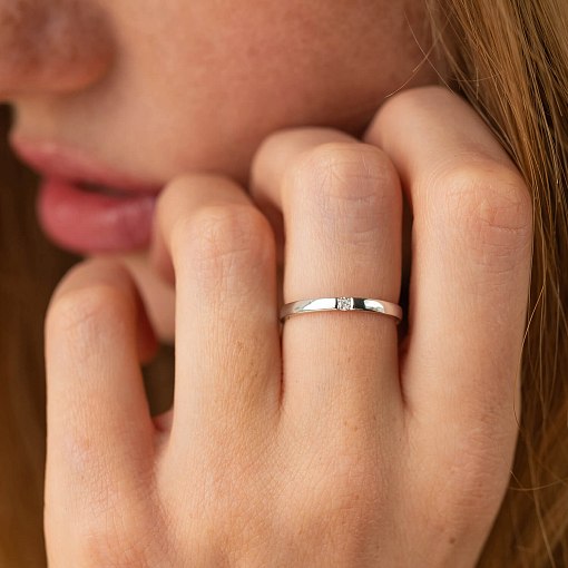 Кольцо с бриллиантом в белом золоте кб0553м 4