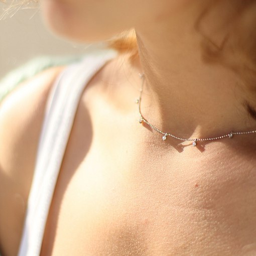 Золотое колье "Нежность" с фианитами кол01517 4