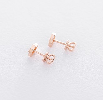Сережки-пусети Зірочки в червоному золоті с06046 №5