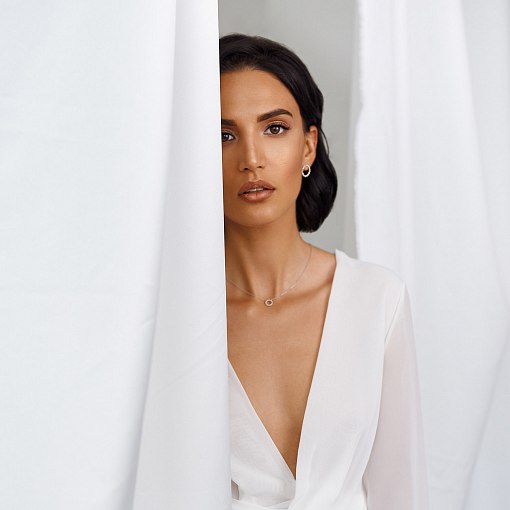 Серьги - пусеты "Легкость" в белом золоте с06912 5