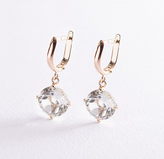 Серьги "Влечение" с фианитами в желтом золоте с05703f