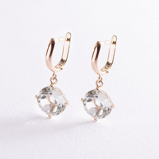 Серьги "Влечение" с фианитами в желтом золоте с05703f