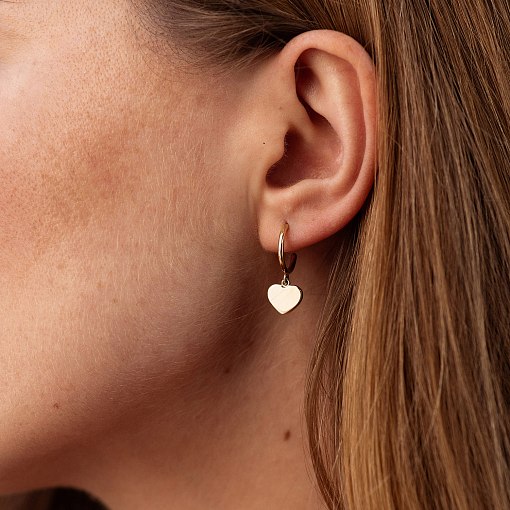 Золотые серьги - пусеты "Сердечки" с07393 2