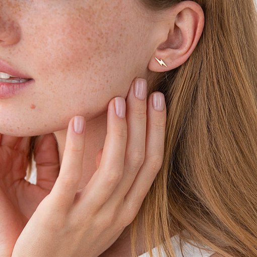 Золотые серьги - пусеты "Молнии" с07923 7