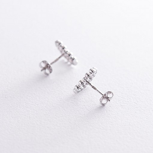 Серьги-пусеты "Влюбленные сердца" в белом золоте с06897 5