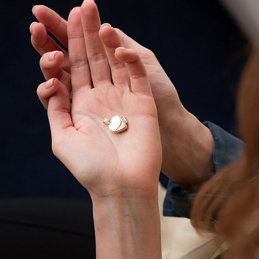 Золотой кулон для фотографии "Сердце" п02848 4