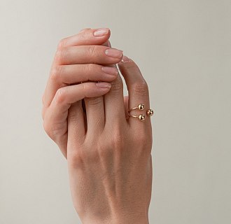 Кольцо "Шарики" в желтом золоте к08282 №4