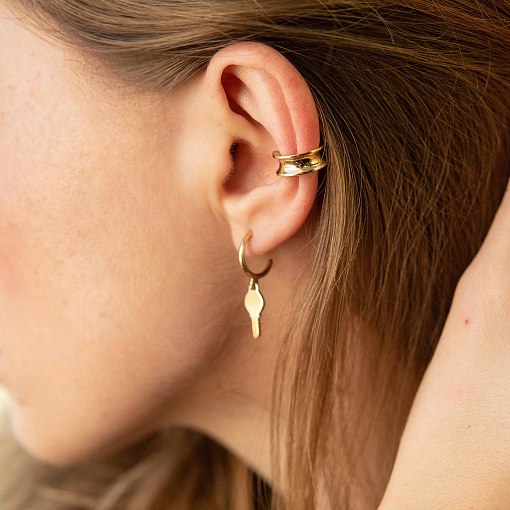 Серьга - каффа "Lorette" в желтом золоте с07947 2