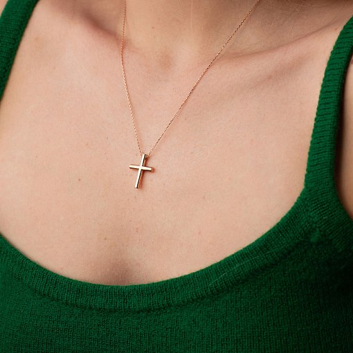Колье с крестиком в красном золоте кол02354 4