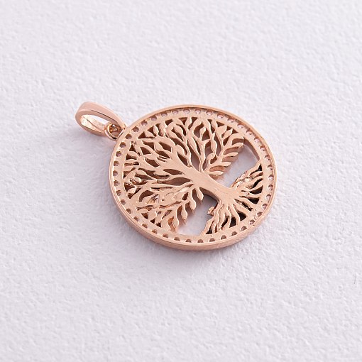 Кулон "Древо жизни" с фианитами (красное золото) п03830 4