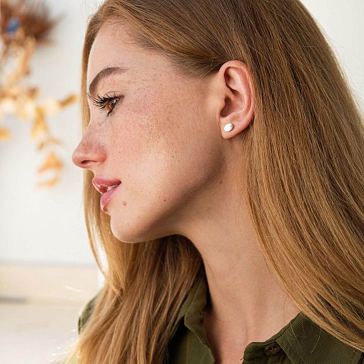 Серьги - пусеты Овальные в красном золоте с06044 2