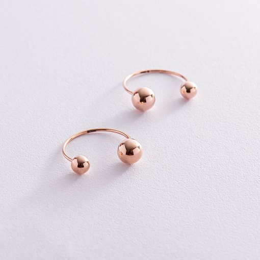 Серьги "Хельга" с шариками (красное золото) с08234 12