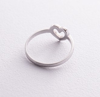 Кольцо "Сердечко" в белом золоте к07394 №9