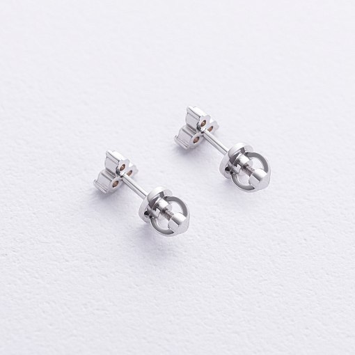 Серьги - пусеты с бриллиантами (белое золото) 322471121 3