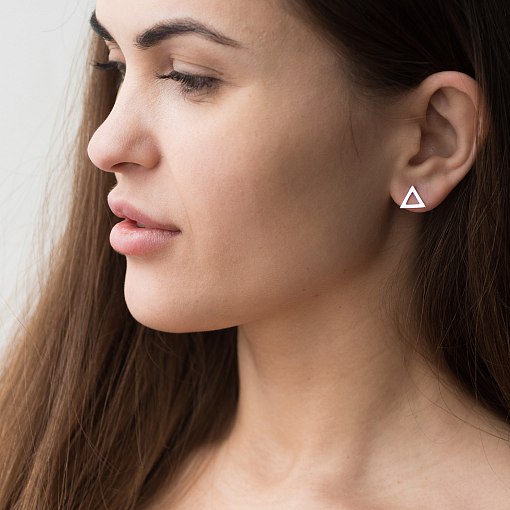 Золотые серьги-пусеты "Треугольники" с06413 7