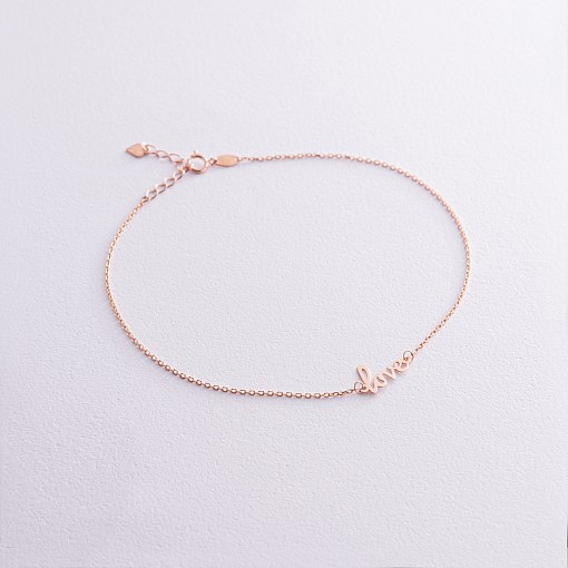 Золотий браслет Love на ногу б03685 2