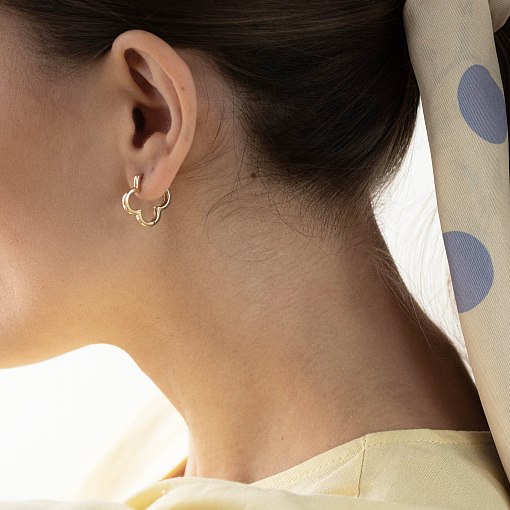 Серьги "Клевер" в желтом золоте с06936 5