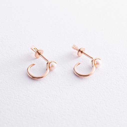 Серьги - пусеты "Миранда" в красном золоте (жемчуг) с07930 5