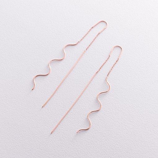 Серьги - протяжки "Милли" в красном золоте с07380