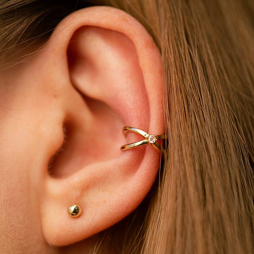 Серьги - пусеты "Шарики" в желтом золоте (0.4 см) с07322 12