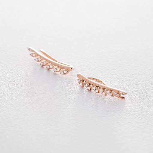 Серьги Листики в красном золоте с06265