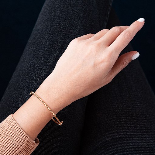 Жесткий золотой браслет "Шарики" б02773 5