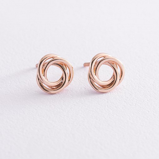 Серьги - пусеты "Увлечение" в красном золоте с06922