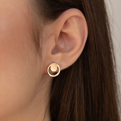 Серьги - пусеты "Искренность" в красном золоте с06974 4