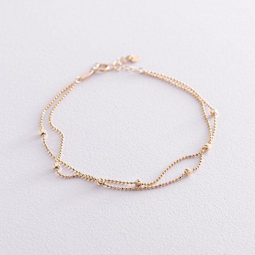 Двойной браслет "Шарики" в желтом золоте б04733